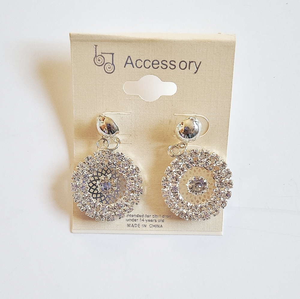 New Sparkling Round Statement Crystal Earrings Party Stud Earrings